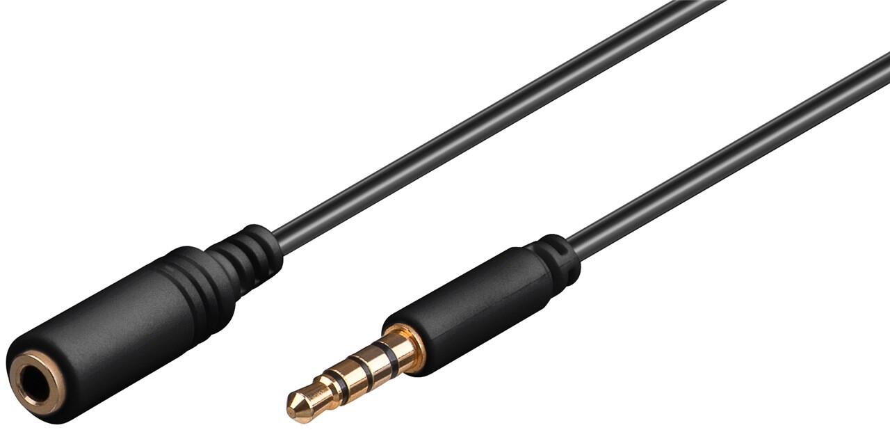 Cavo Prolunga Stereo 3.5 mm M/F 4Pin 0,5 m Nero