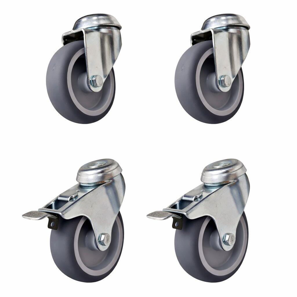 Kit 4 Ruote per Armadi Dotati di Foro per Perno M10